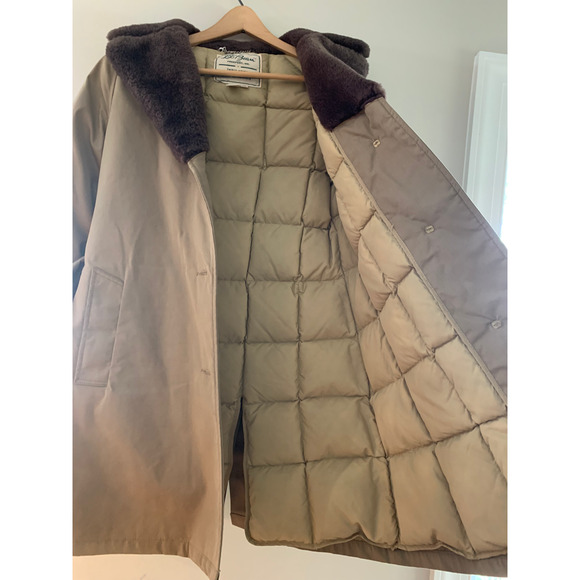 Vintage L.L. Bean Down Mainer Full Length Winter Coat W Size 12 Trench Belt WARM - Picture 16 of 16